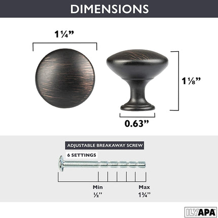 Oil Rubbed Bronze Kitchen Cabinet Knobs - Round Drawer Handles - 25 Pack of Kitchen Cabinet Hardware