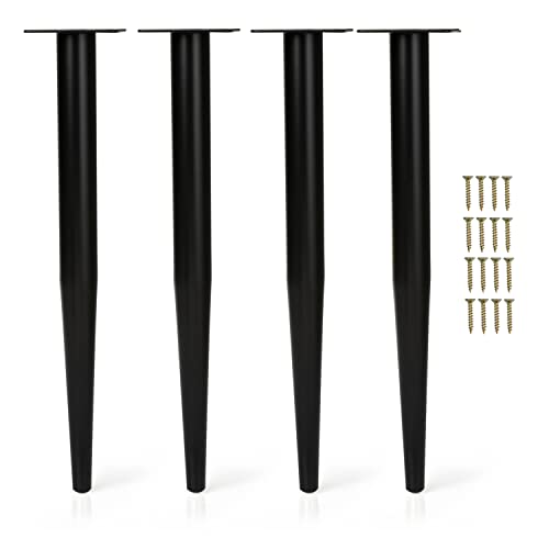 Ilyapa Tapered Metal Furniture Leg-Set of 4 Black 16" Replacement Furniture Feet