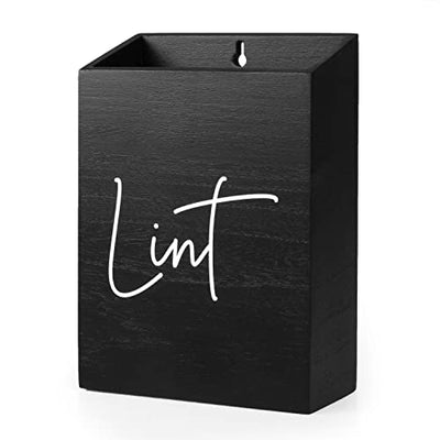 Ilyapa Tall Wooden Magnetic Lint Bin for Laundry Room Organization and Cleanliness - Black Lint Garbage Can