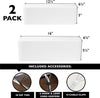 Cable Management Box 2 Pack - Cord Organizer for Wires, Power Strips - Includes Cable Sleeve, Hook and Loop Strap, Zip Ties, Clips - White Plastic