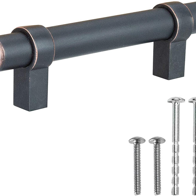 Oil Rubbed Bronze Kitchen Cabinet Handles - 3.75 Inch Hole Center Bar Pulls - 10 Pack of Kitchen Cabinet Knob Hardware