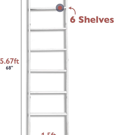 Ilyapa Blanket Ladder for The Living Room - Rustic Decorative Quilt Ladder with Folding Construction for Easy Storage, White Weathered Wood