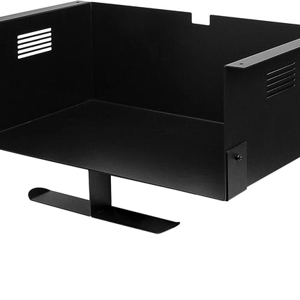 Ilyapa Under Desk CPU Mount with Headphone Hanger - 6 x 15 x 10 Steel Computer Mount with Vented Sides for Home Office Desk - Includes Wood Screws