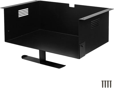 Ilyapa Under Desk CPU Mount with Headphone Hanger - 6 x 15 x 10 Steel Computer Mount with Vented Sides for Home Office Desk - Includes Wood Screws