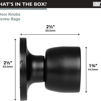 Ilyapa Half Dummy Door Knob - Tulip, Black 6 Pack