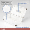 Ilyapa 10 x 6 Rustic Tissue Box Holder - Hinged Lid Tissue Dispenser for Bathroom Living Room Bedroom - White Weathered Wood