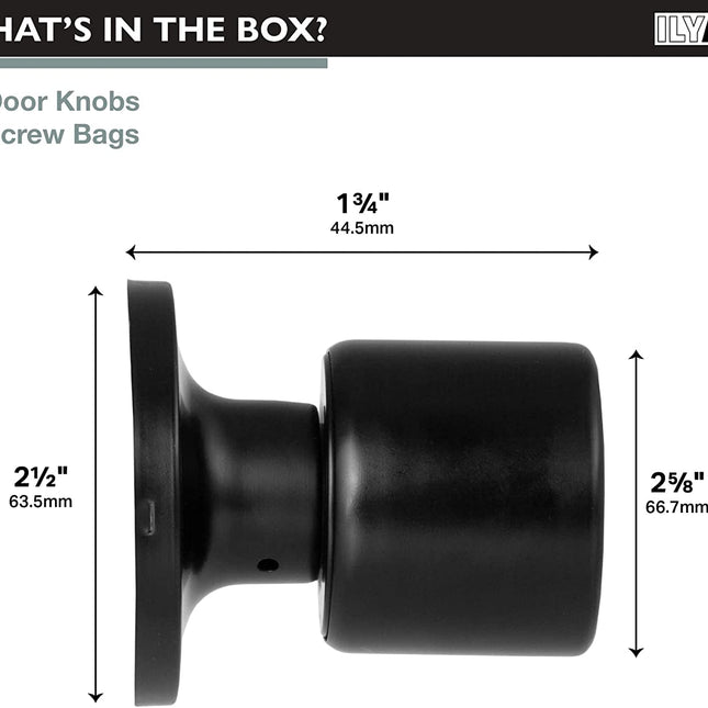 Ilyapa Half Dummy Door Knob  - Modern Long, Black 6 Pack