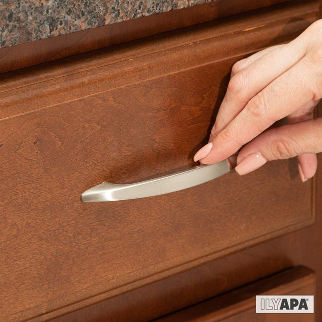 Satin Nickel Kitchen Cabinet Pull Handles - 3.75 Inch Hole Center Hole Center Handle Pulls - 25 Pack of Kitchen Cabinet Hardware