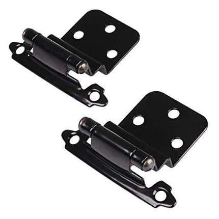 Self Closing Cabinet Hinges Black, 50 Pack - 3/8 Inch Inset Variable Overlay Kitchen Cabinet Door Hinge Hardware