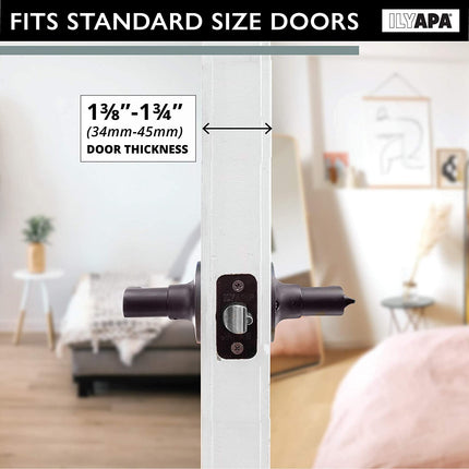 Ilyapa Privacy Door Lever for Bed/Bath - Wave, Oil Rubbed Bronze Reversible Interior Keyless Turn Thumb Locking Door Leverset, Oil Rubbed Bronze, 10 Pack