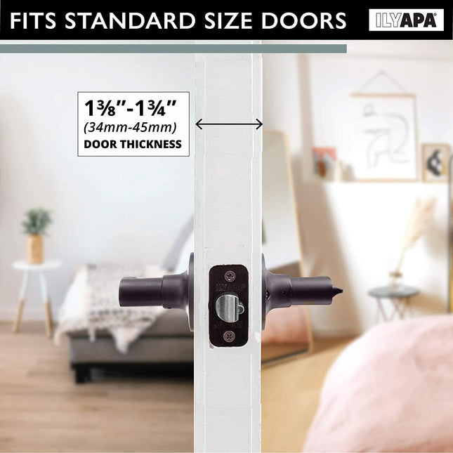 Ilyapa Privacy Door Lever for Bed/Bath - Wave, Oil Rubbed Bronze Reversible Interior Keyless Turn Thumb Locking Door Leverset, Oil Rubbed Bronze, 10 Pack