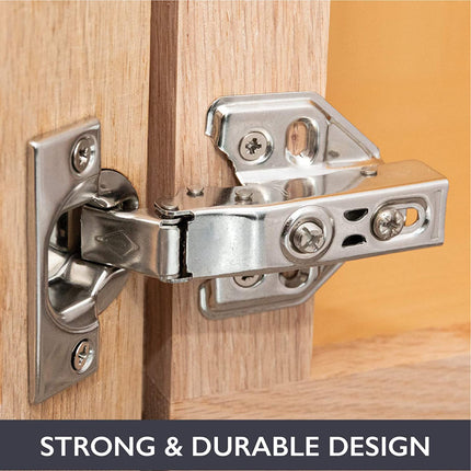 Soft Close Cabinet Hinges Satin Nickel, 2 Pack - Frameless Full Overlay Kitchen Cabinet Door Hinges Hardware
