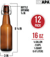 Ilyapa 16 oz Amber Flip Top Glass Beer Bottles for Home Brewing, Set of 12