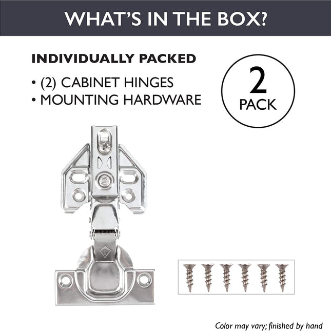 Soft Close Cabinet Hinges Satin Nickel, 2 Pack - Frameless Inset Kitchen Cabinet Door Hinges Hardware