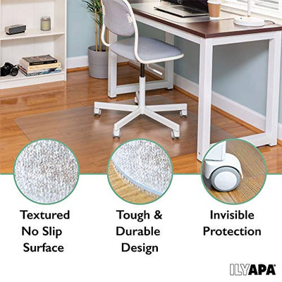 Ilyapa Heavy Duty Office Chair Mat with Lip, 36 x 48 Inches - Clear, Durable PVC Chair Mat for Hardwood Floors - Protective Floor Mat for Office, Computer Desk Chair Mat