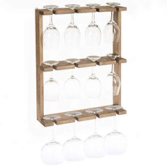 Wine Glass Rack, Wall Mounted - 3 Tier Rustic Barn Wood Stemware Storage  Holder