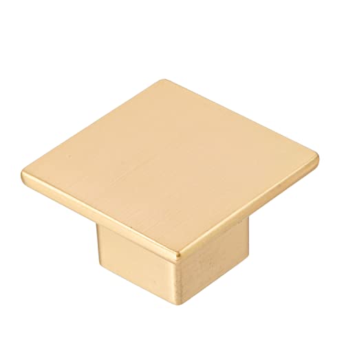 Ilyapa Wide Square Cabinet Knob, Gold 10 Pack 1 inch Kitchen Cabinet Knob Drawer Pull Handle Hardware