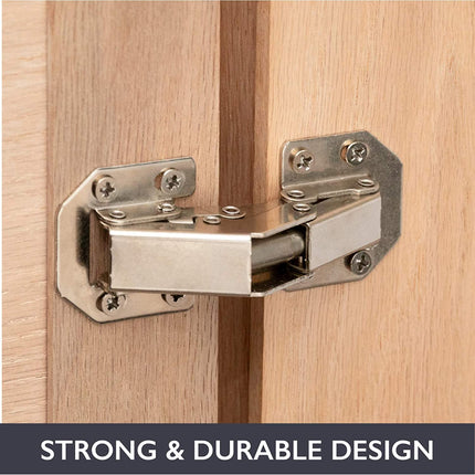 Self Closing Cabinet Hinges Satin Nickel, 2 Pack - Surface Mount Hidden Spring Kitchen Cabinet Door Hinge Hardware