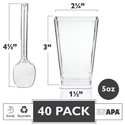 100 Mini Plastic Dessert Cups with Spoons - 5 oz Dessert Shooters