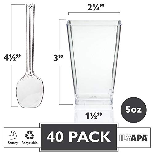 100 Mini Plastic Dessert Cups with Spoons - 5 oz Dessert Shooters
