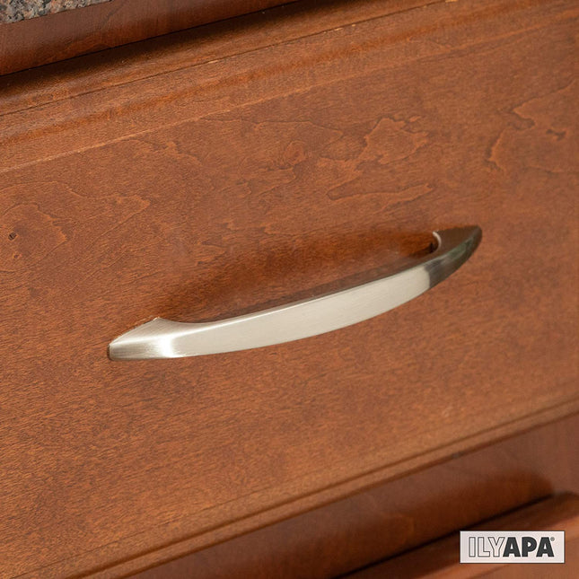 Satin Nickel Kitchen Cabinet Pull Handles - 3.75 Inch Hole Center Hole Center Handle Pulls - 25 Pack of Kitchen Cabinet Hardware