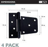 Ilyapa Heavy Duty Shed Door Hinges, 4 Pack - Black Cold Rolled Steel Square Hinges for Gate, Barn or Storage Shed