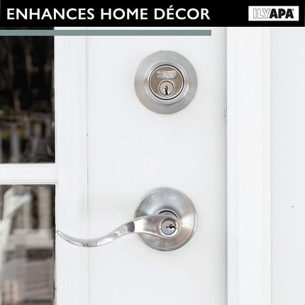 Entry Door Handle and Deadbolt Lock Set, 3 Pack - Satin Nickel Lever