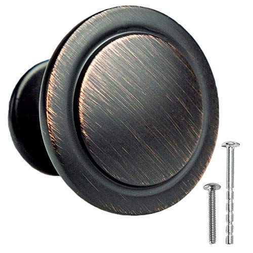 Oil Rubbed Bronze Kitchen Cabinet Knobs - 1 1/4 Inch Round Drawer Handles - 10 Pack of Kitchen Cabinet Hardware