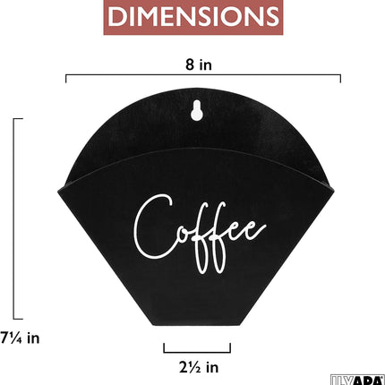 Ilyapa Wooden Coffee Filter Holder, Black Wall-Mounted Farmhouse Style Coffee Filter Storage