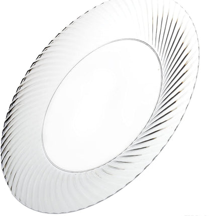 100 Premium Disposable Clear Plastic Plates for Dinner Party or Wedding - 9 Inch Fancy
