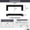 Black Cabinet Handles - 3 Inch Hole Center Modern Squared Drawer Pulls - 25 Pack of Kitchen Cabinet Hardware