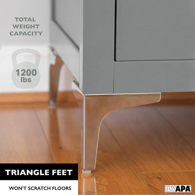 Ilyapa Triangular Metal Furniture Feet-Set of 4 Chrome Mid Century Modern 5 Inch