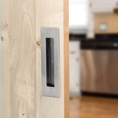 Flush Pull Handle 2 Pack, Stainless Steel, Concealed Screws - Barn Door Handles for Sliding Closet, Cabinet or Pocket Doors