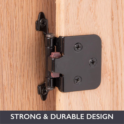 Self Closing Cabinet Hinges Black, 50 Pack - Variable Overlay Flush Kitchen Cabinet Door Hinge Hardware