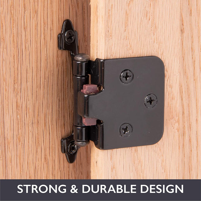 Self Closing Cabinet Hinges Black, 50 Pack - Variable Overlay Flush Kitchen Cabinet Door Hinge Hardware