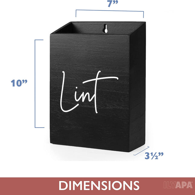 Ilyapa Tall Wooden Magnetic Lint Bin for Laundry Room Organization and Cleanliness - Black Lint Garbage Can