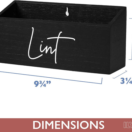 Ilyapa Wooden Magnetic Lint Bin for Laundry Room Organization and Cleanliness - Black Lint Garbage Can