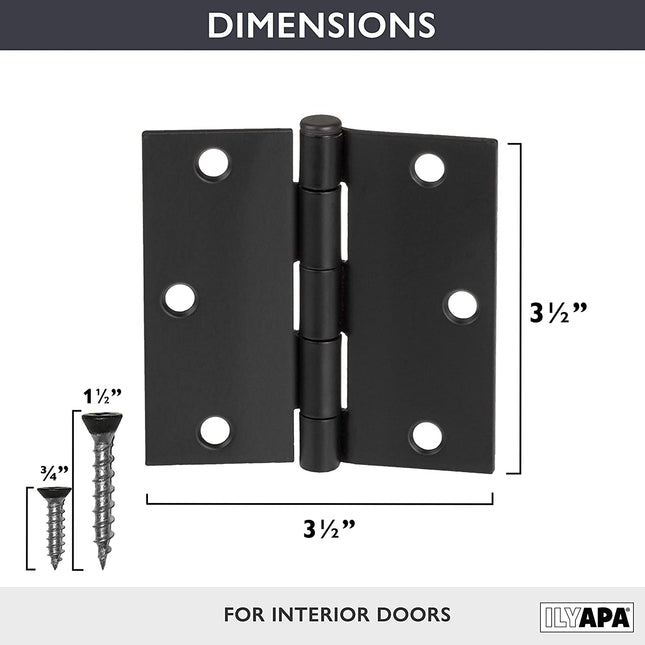 18 Pack of Door Hinges Black - 3 ¬¨Œ© x 3 ¬¨Œ© Inch Square Interior Hinges for Doors