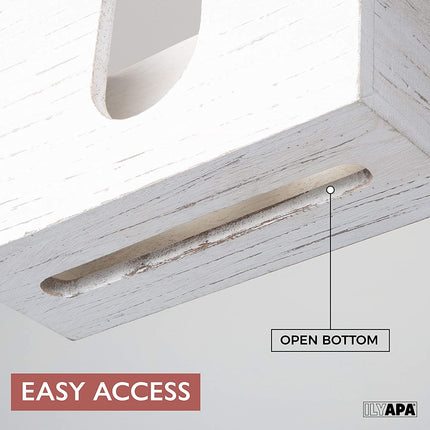 Wood Paper Towel Dispenser - Rustic Farmhouse White Wooden Multifold Hand Towel Holder
