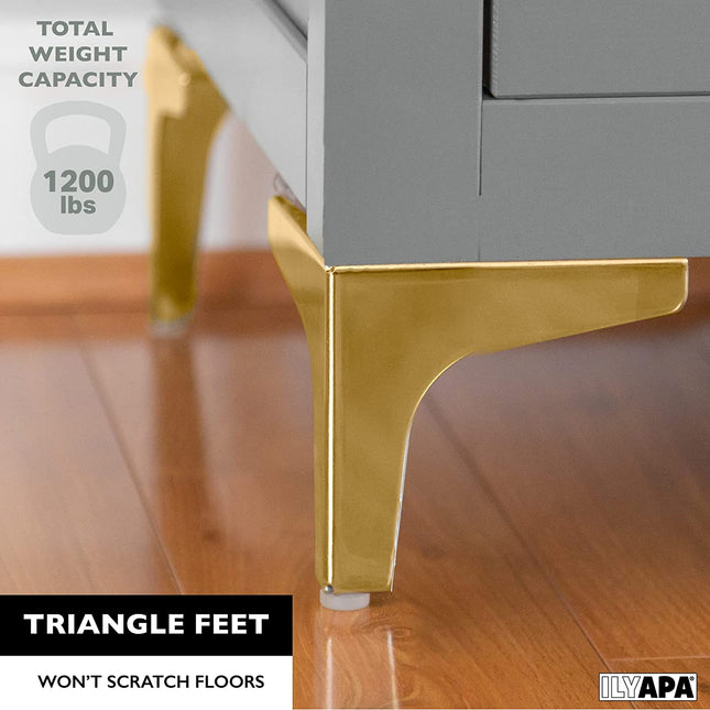 Ilyapa Triangular Metal Furniture Feet - Set of 4 Gold Mid Century Modern 4 Inch