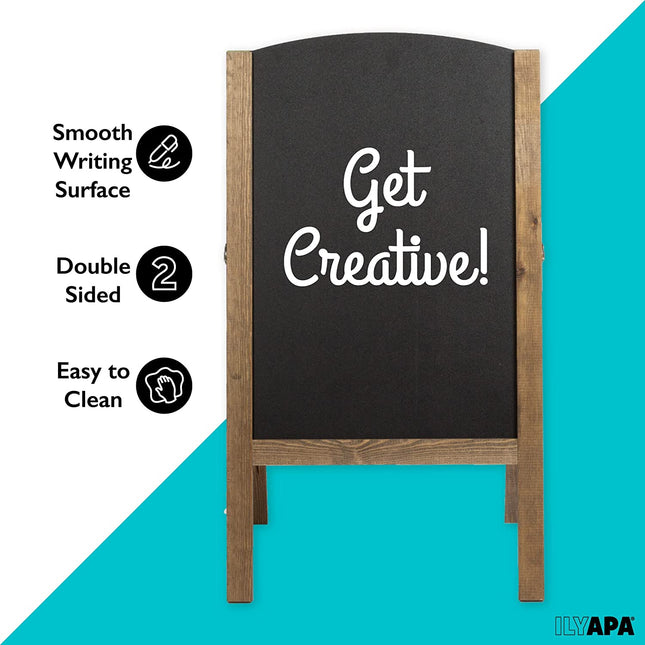 Ilyapa Wooden A-Frame Sign with Rounded Top - 20 x 40 Inches Barnwood Sidewalk Chalkboard Menu Display