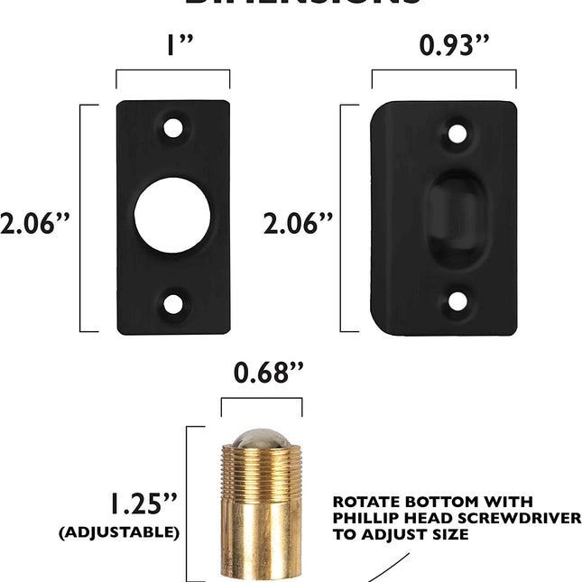 Ilyapa French Door Ball Catch - 4 Pack Black Closet Door Adjustable Screw in Ball Catch Latch