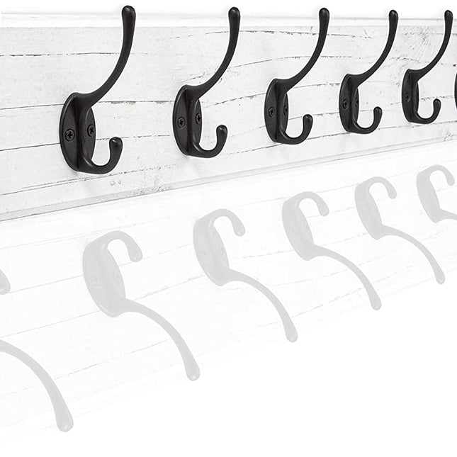 Ilyapa Wall Mounted Coat Rack, White Wooden Coat Hook Rail - 38" with 10 Retro Hooks