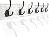 Ilyapa Wall Mounted Coat Rack, White Wooden Coat Hook Rail - 27" with 6 Tri Hooks