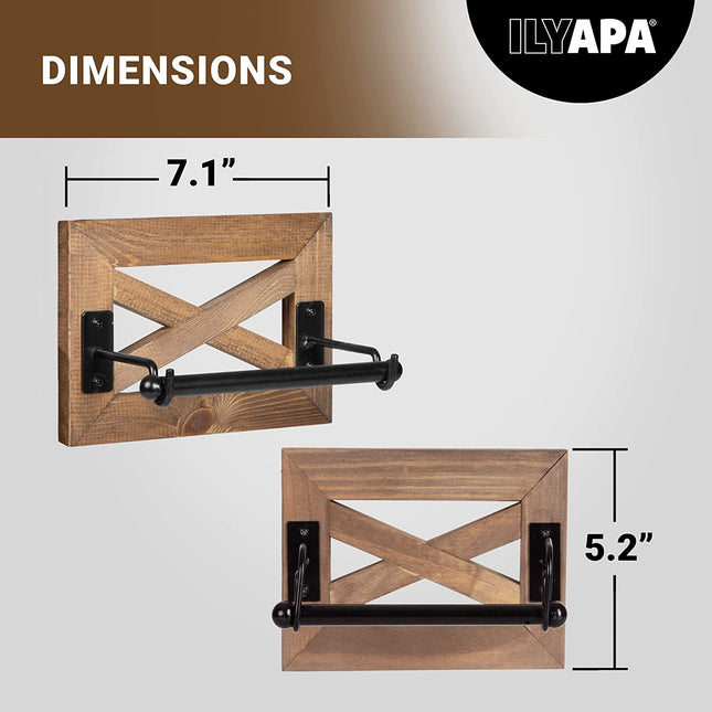 Ilyapa Farmhouse Toilet Paper Holder for Bathroom - Rustic Wood Wall Mount Toilet Roll Holder
