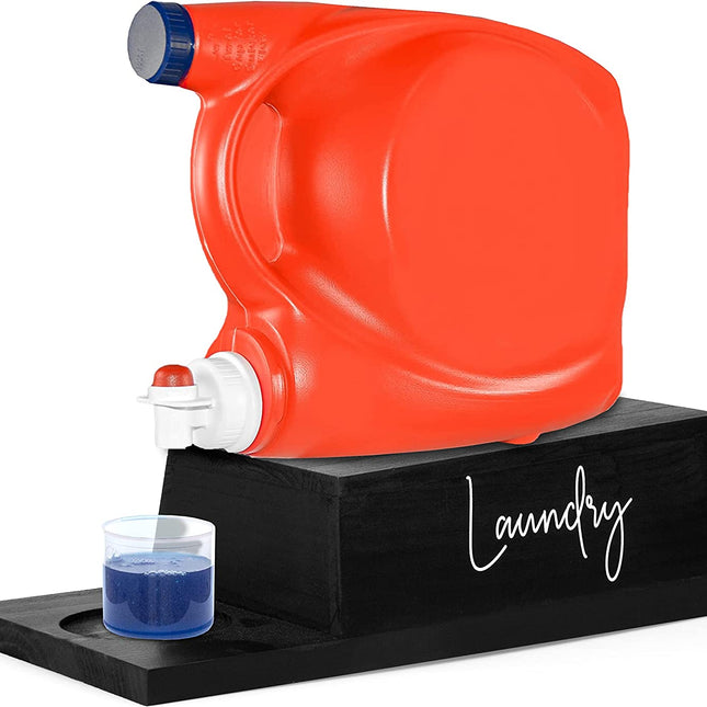 Ilyapa Black Wooden Soap Station - Props Up Laundry Detergent Dispensers, Fabric Softeners