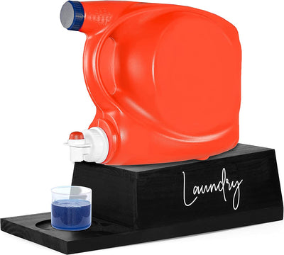 Ilyapa Black Wooden Soap Station - Props Up Laundry Detergent Dispensers, Fabric Softeners