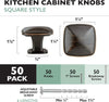 Ilyapa Oil Rubbed Bronze Square Kitchen Cabinet Knobs - 50 Pack of Drawer Handles Hardware
