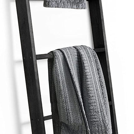 Ilyapa Blanket Ladder for The Living Room - Rustic Decorative Quilt Ladder, Black Weathered Wood