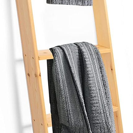 Ilyapa Blanket Ladder for The Living Room - Rustic Decorative Quilt Ladder, Natural Weathered Wood
